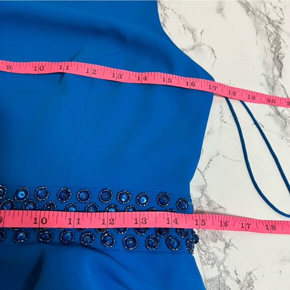 NWT Pamela Pamela Roland Azure beaded asymmetrical dress Sz 8 - Picture 5 of 8